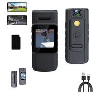 Portable HD Action Camera, 1080p Mini Wearable Action Camera, Night Vision Actions Cameras, Body CAM with Audio, Video Cameras Recorder, 150°Wide Angle, 180°Lens, 7 Hour Battery Life (4k,16 GCard)