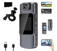 Portable HD Action Camera, Uhd Mini Body Camera with Audio and Video Recording, 4K Mini Wearable Action Cameras, Night Vision Actions Cameras150°Wide Angle & 180°Lens, for Travel, VLOG (4K+64G Card)