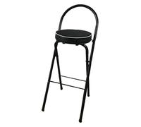 Portable High Chair Seat, Folding Tall For Indoor/Outdoor Use Round Padded Counter Stool with Backrest & Footrest(Seat Height 75cm/29.5in)