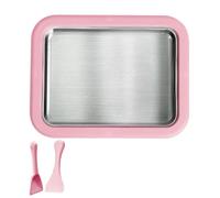 Portable Interactive Ice Cream Roll Maker, 304 Food-Grade Stainless Steel DIY Cold Plate Pan, for Family Members Birthday, Home Family Gatherings & Homemade Sorbet(Pink)