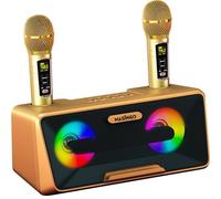 Portable Karaoke Machine for Kids & Adults - Best Birthday w/Bluetooth Speakers, 2 Wireless Microphones, LED Lights, Tablet Holder, PA System & Karaoke Song Mode! (Presto, G2 Gold)