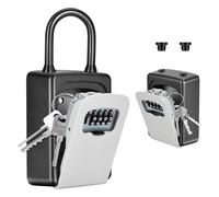 Portable Key Lock Box, Upgrade Clearly Visible Numbers, Lock Box Wall Mounted for House Key, 5 Key Capacity, Weatherproof Resettable Code (1 Pack, Gray)