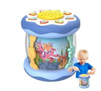 Portable Kid Drums, Cartoon Sea Animal Toys, 6.1x6.3in Educational Music Instrument, Light-Up Hand Drum, Multi-Function Musical Toy for Toddler and Preschool Learning
