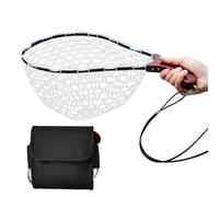 Portable Landing Net, Foldable Fishing Net, Lightweight Organizer Mesh, Non-Slip Handle Grip, Durable Silicone Netting, Kayak Pond Beach Use, 18.5x14.17x7.87 Inches Silver 1 Piece