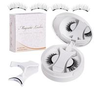 Portable Magnetic Eyelash Kit | No-Glu Self-Adhering Natural Lashes | Reusable Storage Box With Applicator Clip | Soft Lightweight Beginner-Friendly Set