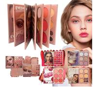 Portable Makeup Book Palette - Multifunctional Full Face Cosmetic Kit, Long Lasting Blush, Set for Ladies Girls Beginners Ideal for Daily Makeup, Compact and Easy to Carry, Multi Color