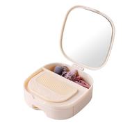 Portable Makeup Mirrors, Travel Cosmetic Mirrors, Makeup Storage Mirrors, Travel Case, Cosmetic Organizer Box, Exquisite Makeup Case, Travel Storage Case, for Mother, Wife, Cream Colored,