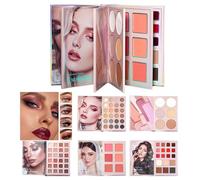 Portable Makeup Palette Book, Complete Cosmetic Solution, Lightweight Case For Travelers Students, Long Lasting Easy Blend Colors, Womens Makeup, Daily Routine Use For Party Wedding Stage Looks