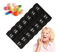 Portable Medicine Box | 7 Days 2 Times a Day AM/PM Medicine Planner | Travel Pill Dispenser with 7 Compartments for, Supplements, and Fish Oil