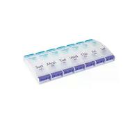 Portable medicine box with marked dates for morning and evening, suitable for multiple scenarios