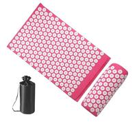 Portable Meditation Mat Set, Relaxation Spike Pillow, Spiked Acupressures Mat with Pillow, Comfort Yoga and Meditation Tools 25.59x16.14" for Home, Neck and Back Discomfort (Black, Red)
