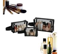 Portable Mesh Cosmetic, Bag Set 3 Pieces, with 11x8x4cm Zipper Travel System, Lightweight Quality Design Unit, Easy Carry Gear, Mesh Storage Bags, for Home Gym and Trips Travel Outdoor Uses
