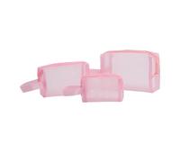 Portable Mesh Cosmetic, Bag Set 3 Pieces, with 11x8x4cm Zipper Travel System, Lightweight Quality Design Unit, Easy Carry Gear, Mesh Storage Bags, for Home Gym and Trips Travel Outdoor Uses