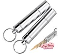 Portable Metal Toothpick Holder Portable Mini Toothpick Holder Waterproof Metal Toothpick Keychain Toothpick Holder On The Go for Outdoor Camping Trav