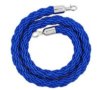 Portable Mini Crowd Control Ropes for Indoor & Outdoor Queue Partition,0.5m/0.9m/1.5m/ 2m/3m/4m Long Blue VIP Stanchion Rope, Easy to Install(Silver Hook,0.5m/1.64ft)