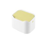 Portable Mini Desk Trash Can , Bathroom Press Trash Can with Lidyellow