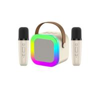 Portable Mini Karaoke Microphone with Wireless Bluetooth and 2 Microphones, with Magic Voice Changer and LED Light, HiFi Sound Quality