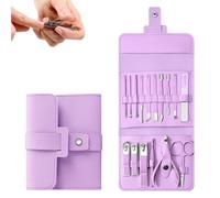 Portable Nail Clipper Set 12/16PCS, Nail Clippers and Beauty Tool Portable Set, Foldable Household Nail Clippers Sets for Both Men and Women (Purple,16pcs)