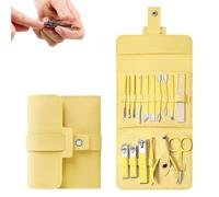 Portable Nail Clipper Set 12/16PCS, Nail Clippers and Beauty Tool Portable Set, Foldable Household Nail Clippers Sets for Both Men and Women (Yellow,16pcs)
