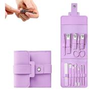 Portable Nail Clipper Set 12/16PCS, Nail Clippers and Beauty Tool Portable Set, Foldable Household Nail Clippers Sets for Both Men and Women (Purple,12pcs)