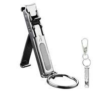 Portable Nail Clippers - Foldable Nail Cutter, Nail Clipper Keychain | Ultra Thin Foldable Wide Jaw Opening Nail Cutter, Stainless Steel Nail Clippers with Nail Files for Men Women Travel