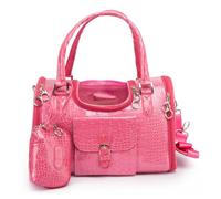 Portable Outing Pet Bag, Breathable PU and Mesh Dog and Cat Carrying Bag, Car Pet Supplies Shoulder Bag Handbags, Hand Carrier Pet Supplies Cage with Safety Rope(Pink,M)