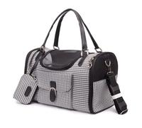 Portable Outing Pet Bag, Breathable PU and Mesh Dog and Cat Carrying Bag, Car Pet Supplies Shoulder Bag Handbags, Hand Carrier Pet Supplies Cage with Safety Rope(Grey,S)