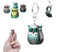 Portable Owl Keychain Nail Clipper, 2025 New 2-in-1 Foldable Owl Nail Clippers with Nail File, Ultra Sharp Stainless Steel Mini Fingernail Clippers,Travel Size Nail Care Gifts (Green)
