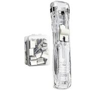 Portable Paper Dispenser - Handheld Binder Stapler | Reusable Clam Clip System With 50 Metal Clips, Desktop Organizer For Office Documents Bills Files And School Books 4.5" ABS Tool