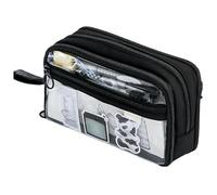 Portable Pen Pouch, Kids Pencil Case, Teen Pencil Bag, College Students Pencil Case, Clear Storage Bag, Travel Pen Case, Travel Friendly Pencil Case for Outdoor and Indoor, Negro, riferimento