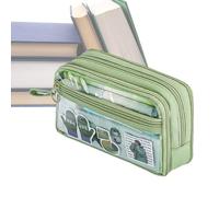 Portable Pencil Case, Large-Capacity Zipper Pencil Case, Woven Fabric Aesthetic Pen Pouch, Stationery Storage Bag for Pencils Pens Cards, Durable Organizer for School Office Travel, 21x6.5x13cm
