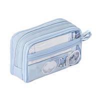 Portable Pencil Case, Large-Capacity Zipper Pencil Case, Woven Fabric Aesthetic Pen Pouch, Stationery Storage Bag for Pencils Pens Cards, Durable Organizer for School Office Travel, 21x6.5x13cm