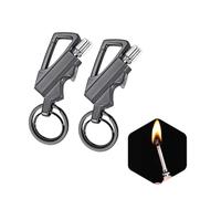 Portable Permanent Matches with Bottle Opener Metal Keychain Lighter, Reusable Waterproof Match Lighter, Suitable for Camping and Hunting, Great Gift, (Fuel Not Included)(2PC Gray)