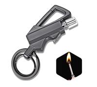 Portable Permanent Matches with Bottle Opener Metal Keychain Lighter, Reusable Waterproof Match Lighter, Suitable for Camping and Hunting, Great Gift, (Fuel Not Included)(Gray)
