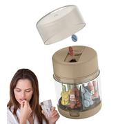 Portable Pill Box, Travel Pill Organizer, 7-Compartment Storage with Built-In Cutter, Compact Pocket Case, Perfect for Medication, VitaminsCamping, Family Travel, 5x5x7cm White Coffee Blue Green