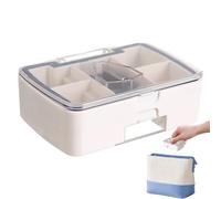 Portable Pill Organizer with Cutter, Multifunction Medication Organizer, Convenient Precise Tablet Cutter, Travel Sized Daily Usage Pill Organizer 3.74x2.56x1.18" for Home, Travel (Red, Blue)