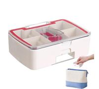 Portable Pill Organizer with Cutter, Multifunction Medication Organizer, Convenient Precise Tablet Cutter, Travel Sized Daily Usage Pill Organizer 3.74x2.56x1.18" for Home, Travel (Red, Blue)
