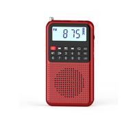 Portable Pocket AM FM Radio MP3 Small Radio with Sleep Timer Rechargeable AM 9K 10K Dual Mode Switching Red