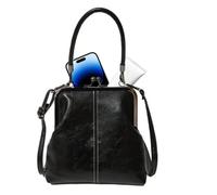 Portable Retro Handbag, Adjustable British Style Kiss Lock PU Leather Holder, 9 Inches Vintage Purse with Metal Frame, Shoulder Bag with Classic Design, Fashion Accessory for Commuting Work Travel