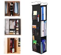 Portable School Hanging Locker Organizer,3-Tier Locker Organizer Shelf for Students and Professionals,Hanging Storage Shelves with Oxford Cloth,Space Saving Storage Bag for School,Dorm,Office (Black)