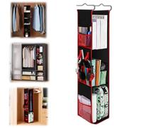 Portable School Hanging Locker Organizer,3-Tier Locker Organizer Shelf for Students and Professionals,Hanging Storage Shelves with Oxford Cloth,Space Saving Storage Bag for School,Dorm,Office (Red)