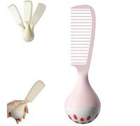 Portable Self-Standing Comb, Self-Standing Hair Comb with Weighted Base Comb with U-Shaped Teeth Grooves Ergonomic Grip, for Thick Curly Wet Hair, Tangle-Free Glide & Scalp Massage (Pink)