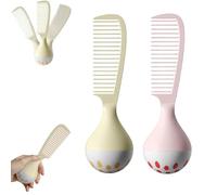 Portable Self-Standing Comb, Self-Standing Hair Comb with Weighted Base Comb with U-Shaped Teeth Grooves Ergonomic Grip, for Thick Curly Wet Hair, Tangle-Free Glide & Scalp Massage (MIX 2pcs)
