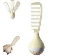 Portable Self-Standing Comb, Self-Standing Hair Comb with Weighted Base Comb with U-Shaped Teeth Grooves Ergonomic Grip, for Thick Curly Wet Hair, Tangle-Free Glide & Scalp Massage (Yellow)