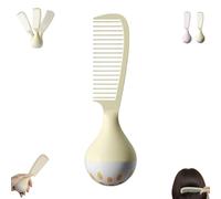 Portable Self-Standing Comb, Self-Standing Hair Comb with Weighted Base Stands Upright on Vanity, U-Shaped Teeth Grooves Designs that Gently and Glides Through Tangles (Yellow)
