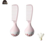 Portable Self-Standing Comb,Self-Standing Hair Comb with Weighted Base Stands Upright on Vanity,U-Shaped Teeth, Durable & Easy To Clean for Curly & Wet Hair (Two pink)
