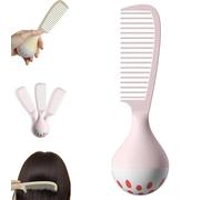 Portable Self-Standing Comb, Self-Standing Hair Comb with Weighted Base Stands Upright on Vanity, Wide Tooth Detangling Combs, U-Shaped Teeth, Gentle on Scalp & Hair, Comfortable Grip Handle (Pink)