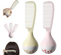Portable Self-Standing Comb, Self-Standing Hair Comb with Weighted Base Stands Upright on Vanity, Wide Tooth Detangling Combs, U-Shaped Teeth, Gentle on Scalp & Hair, Comfortable Grip Handle (Mix)