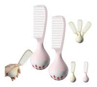Portable Self-Standing Comb, Wide Tooth Detangling Comb, Gentle on Scalp & Hair, Comfortable Grip Handle, Durable & Easy to Clea (2 Pcs*Pink)