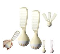 Portable Self-Standing Comb, Wide Tooth Detangling Comb, Gentle on Scalp & Hair, Comfortable Grip Handle, Durable & Easy to Clea (2 Pcs*Beige)